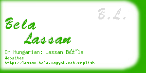 bela lassan business card